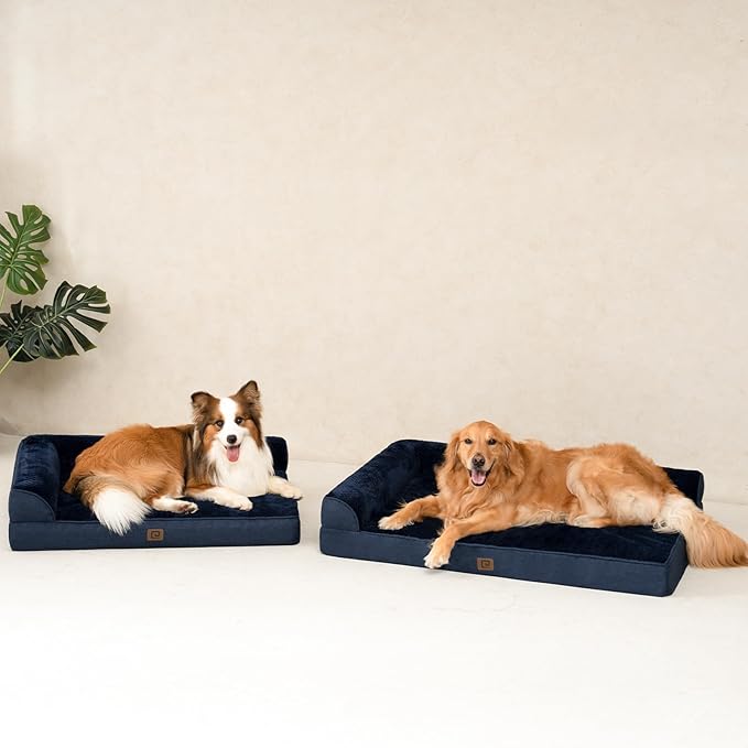 EHEYCIGA Extra Large Dog Bed Othorpedic, Memory Foam XL Dog Bed with Washable Removable Cover, Waterproof Pet Sofa Couch XLarge Size Dogs with Nonskid Bottom, 44x32x6.5, Navy Blue