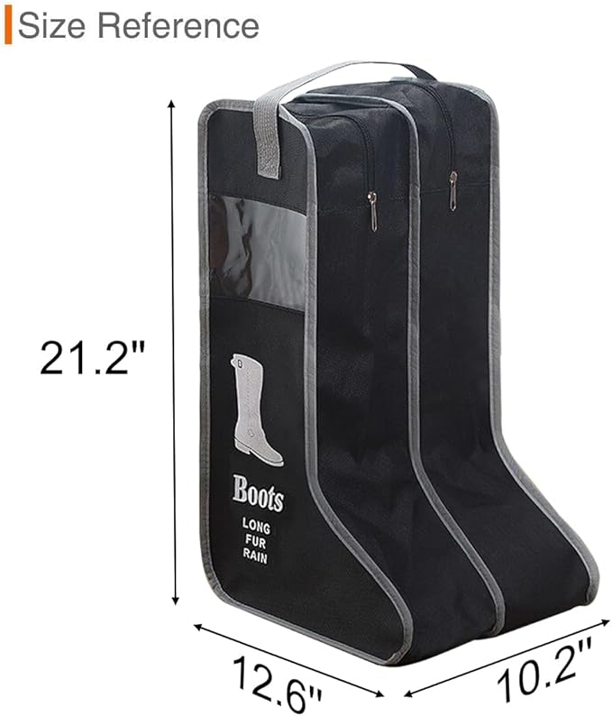 KOVOSCH Upgraded 2 Pack Portable Boots Storage Bag, Black Shoe Bags for Storage and Travel Dust Proof Travel Shoe Bags for Packing (Extra Large, 57 * 34 * 30)