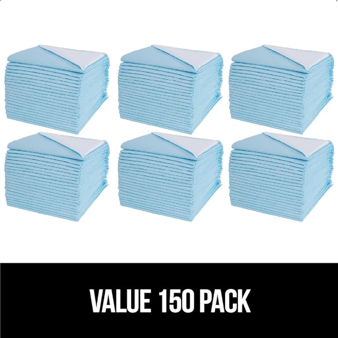 Gorilla Guard Disposable Puppy Pads, 100 Count 22x22 in, 5 Layer Pee Pads for Dogs, Absorbent Diaper Changing Pad, Dog Potty Training Supplies, Quick Dry Pet Housebreaking Essentials for Puppies