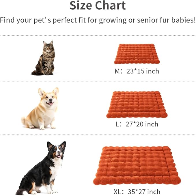 SOMAHE Self-Warming Cat Bed, Plush Faux Fur Pet Bed Mat with Anti-Slip Bottom, Ultra Soft Heated Pad for Cats & Kittens, Cozy Fluffy Bed for Window & Sills Couches, Machine Washable, 23x15 Inch Orange