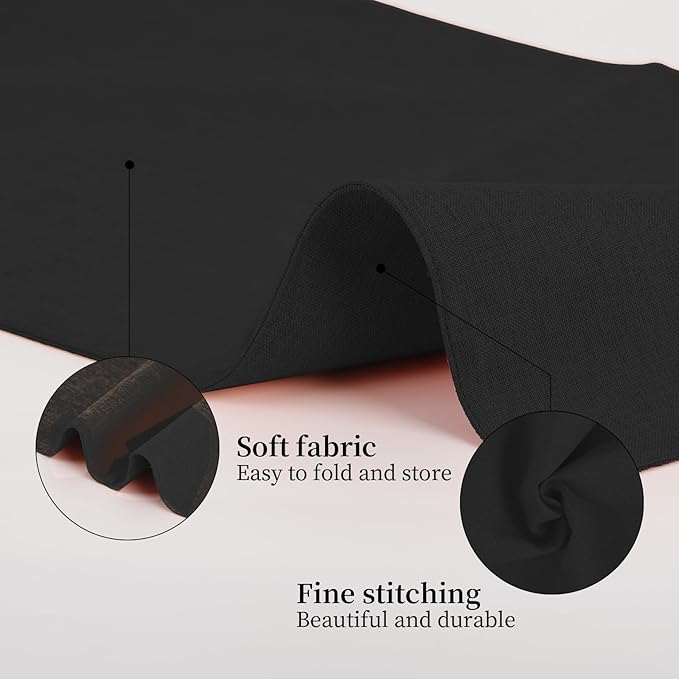 Placemats Set of 6 Linen Type Fabric Cloth Placemats, 19 x 13 Inch Double Layered Thick Wrinkle Free Heat Resistant Table Place, for Dining, Kitchen, Party (Black, 48 * 33cm)