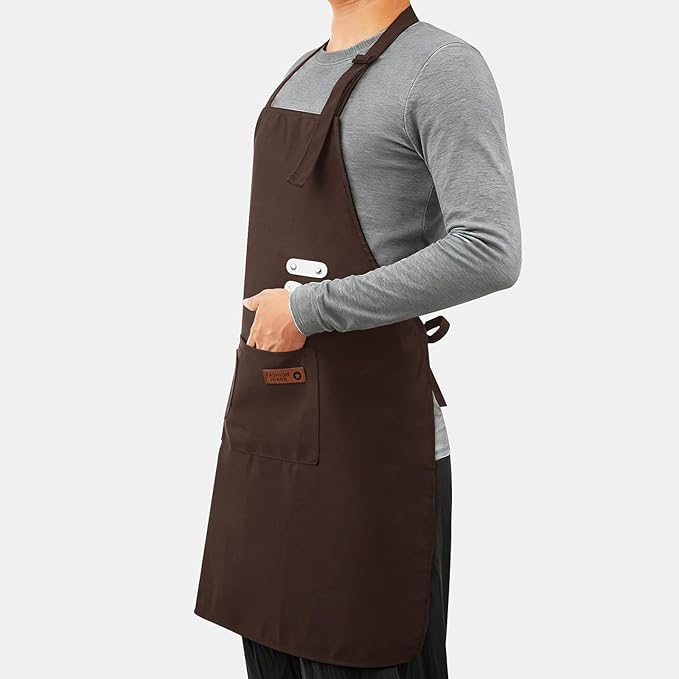 Vinchef New Soft Canvas Apron, Adjustable Neck Strap, Large Pocket, Unisex Kitchen Apron, Cooking Aprons for Women and Men