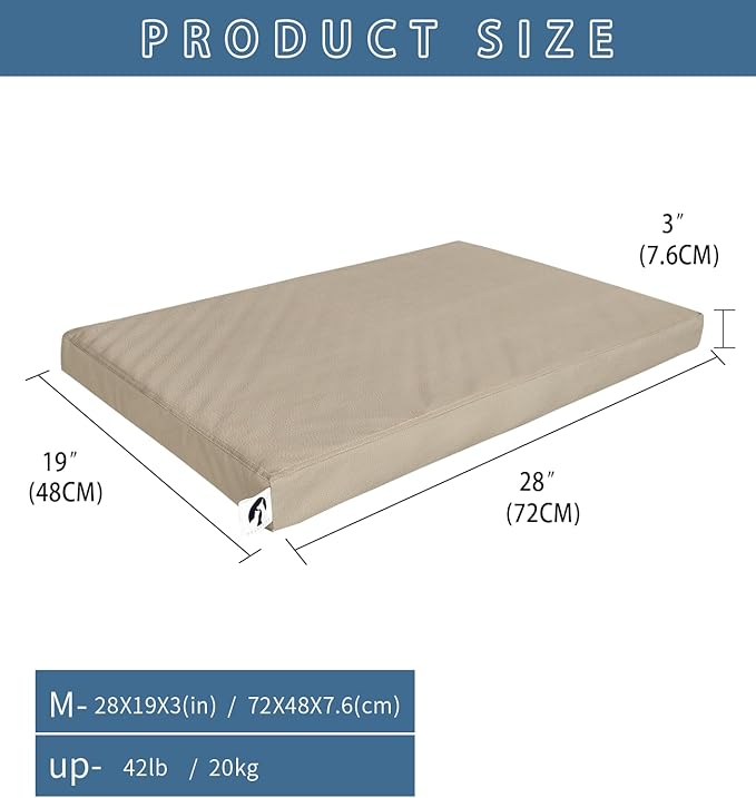 GUANGDEEN Dog Bed Medium Size Dog, Outdoor Vegan Leather Pet Beds with Waterproof Covers, Orthopedic Large Pet Crate Mat