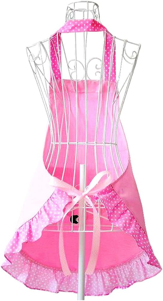 Hyzrz Cute Girls Bowknot Funny Aprons Kitchen Restaurant Cake Aprons with Pocket for Women(Pink)