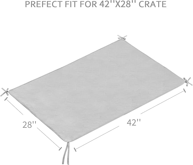 Waterproof Dog Crate Mat with Rope 2 Pack (42’’X28’’), Washable Pee Pads for Dogs, Non-Slip Training Pads for Dogs, Fits 42 Inch Dog Crate