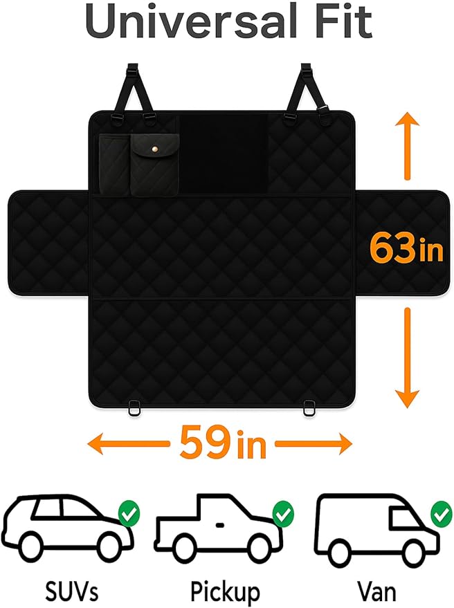 fidozen Extra Large Dog Car Seat Cover for Back Seat (59" W x 63" L) - XL Visual Mesh Window 100% Waterproof Dog Hammock for Full-Size Trucks & Large SUVs - Non-Slip 600D Heavy Duty Pet Seat Protector
