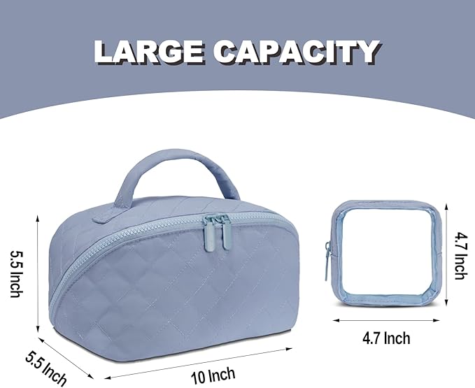 SXS LACONIC Makeup Bag,Quilted Puffer Cosmetic Bags,Travel Toiletry Bag for Women,Large Capacity Waterproof Make up Bag Set