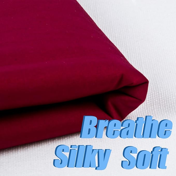 5 Yard Burgundy Cotton Fabric, Natural Cotton Poplin Fabric by The Yard, 59 Inches Wide 100% Cotton Fabric, Soft Embroidery Muslin Quilting Material for Sewing Material Apparel Cloth