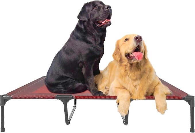 SUDDUS Elevated Dog Bed Waterproof Outdoor, Portable Raised Dog Bed, Dog Bed Off the Floor, Dog Bed Easy Clean Indoor or Outdoor Use, Medium, Red