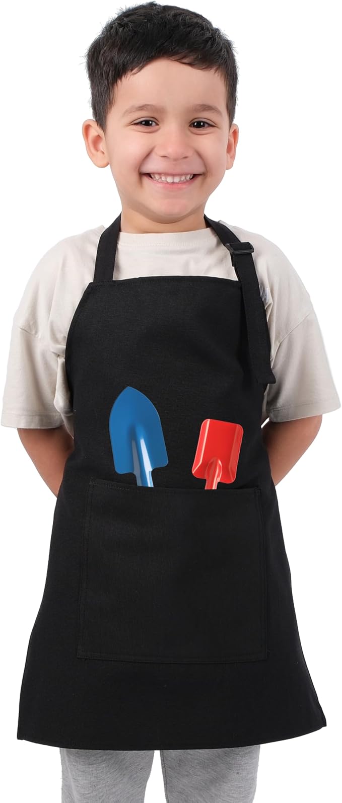 Kids Aprons for Cooking Waterdrop Resistant Aprons for Girl & Boy Toddler Apron for Painting, Gardening, Baking, Smock (Black, Small (3-5 years))