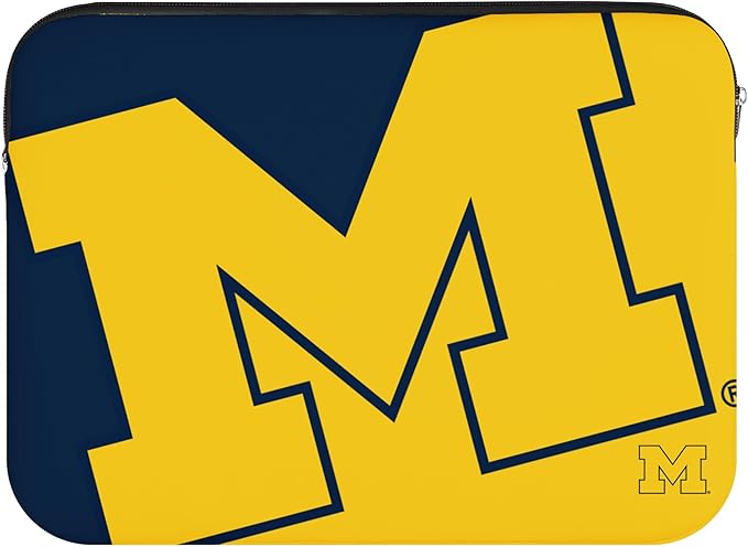 FOCO NCAA Official 15" Inch Colorblock Primary Logo Zipper Laptop Computer Sleeve Case Bag (Michigan Wolverines)