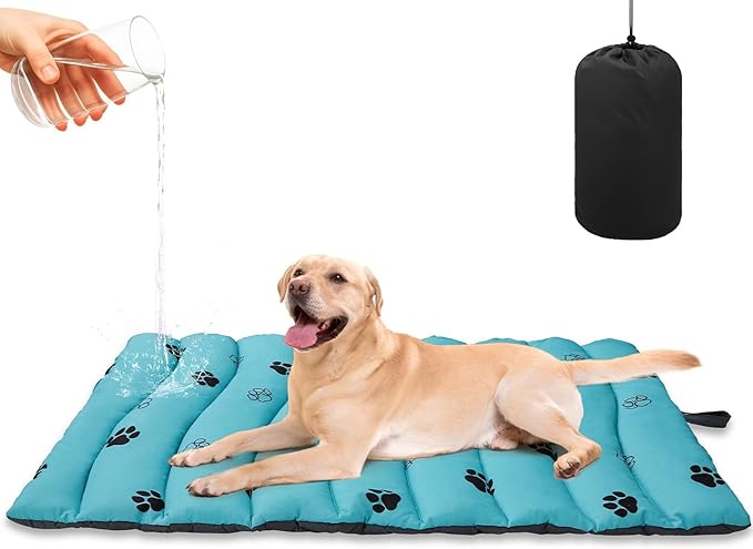 BINGPET Outdoor Travel Dog Bed for Large/Medium Dogs,Portable Waterproof Camping Mat with Carry Bag,Foldable Outside Bed,Machine Washable Indoor Pet Mat for Small,Medium and Large Dogs 26"x43"