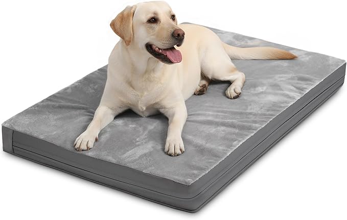 Waterproof Dog Beds Large Sized Dogs, Washable Orthopedic Pet Bed with Removable Cover Reversible, Foam Pets Bed Durable Anti-Slip Bottom, 36"x27", Gray