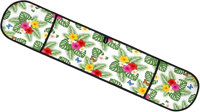 Long Double Oven Mitt for Baking Tropical Floral Flower Leaves Butterfly Heat Resistant Quilted Double Oven Glove Potholder for Cooking Grilling Christmas, Washable