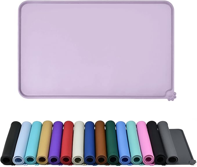 Reopet Waterproof Pet Feeding Mat with High Raised Edges, Heavier and Thicker Placemats for Cat Dog Water Bowl with BPA Free, Dogs Cats Food Mats for Messy Drinkers to Prevent Spill and Protect Floors