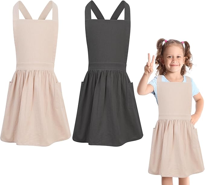 Kids Pinafore Apron, Cross Back Apron, Japanese Style Bib Aprons Home Clothes