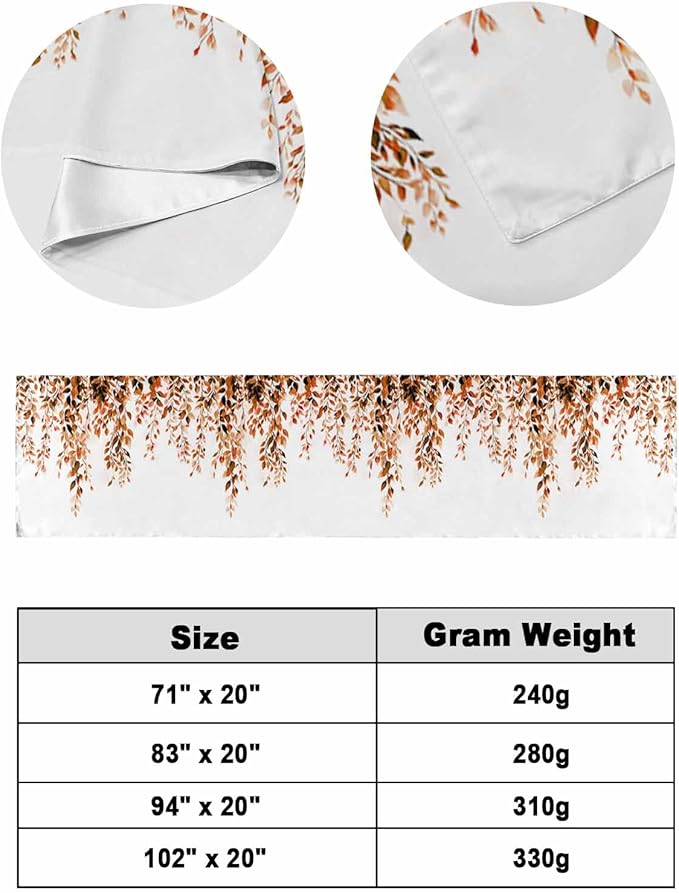 DecorLovee Orange Eucalyptus Bed Runners for Cal King Size Bed, Decorative Bed Throws for Foot of Bed, Fall Weeping Botanical Leaf Watercolor Bed Runner Sofa Throw Bedding Scarf Slipcover for Bedroom