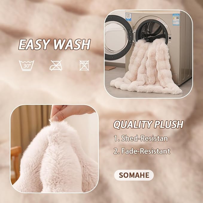 SOMAHE Dog Blanket Self-Warming Throw for Medium & Large Dogs, Dual-Side Sherpa Plush, Thick Crate Bed Cover & Car Seat Mat, Anti-Static Machine Washable No Shrink, 39x30 Inch White