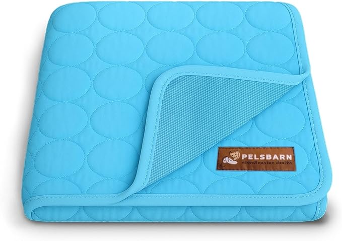 Pelsbarn Dog Cooling Mat- Ice Silk Summer Comfort, Self Cooling, Non-Slip Dog Pad, Durable & Washable, Mat for Extra Large Dogs 33"" x 45"", Support Shelter Dogs with Every Purchase (Blue)