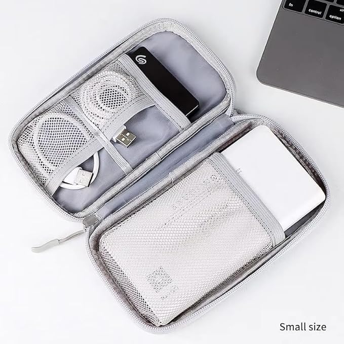 Portable Tech Accessories Organizer – Travel Cable, Charger, and Gadget Storage Carrying Case Navy Blue, Black and Grey (Light Gray)