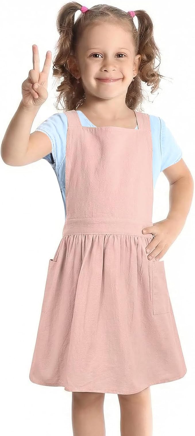 Kids Pinafore Apron, Cross Back Apron, Japanese Style Bib Aprons Home Clothes