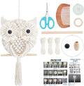 FREEBLOSS Macrame Owl Kit for Beginners Macrame Wall Hanging Kit DIY Macrame Kit with Video Tutorial Macrame Hanging Decor for Adults Gift, Naturally white