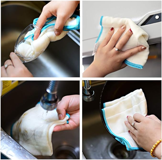 TSKECN 10-Piece Kitchen Dish Cloths Set, Reusable and Highly Absorbent Dishcloth Towels for Kitchens, Bathrooms and Cleaning Counters.