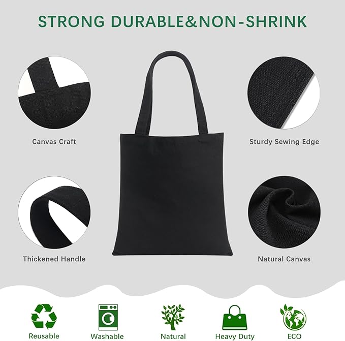 OKBA 10 Pcs Canvas Tote Bags,Reusable Grocery Shopping Blank Tote Bag with Handles and Sustainable Eco Friendly,Suitable for DIY, Advertising, Promotion, Gift, Activity