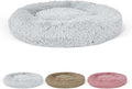 BOWHAUS 24/30 Inch Calming Donut Pet Bed for Small/Medium Cats and Dogs, Anti-Slip Bottom, Washable, Anti-Anxiety Fluffy Round Cat Bed, Indoor Shaggy Cuddler Cotton Candy Brown, Light Gray, Pink Bed