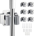 JAMEND CLXP 6PCS Broom and Mop Holder, Heavy Duty Garden Tool Organizer Rack Rake and Shovel Handle, Stainless Steel Mop Hanger. Wall Mounted Utility Rack with Screws, Silver.