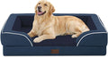 Casa Paw Orthopedic Dog Beds for Large Sized Dogs, Waterproof Memory Foam Large Pet Bed with Sides 36x27Inch, Non-Slip and Egg-Crate Foam Big Dog Couch Bed with Removable Washable Cover, Navy Blue