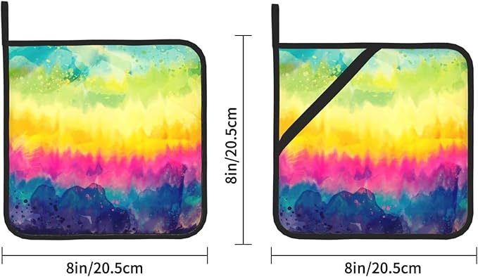 Colorful Oil Paint Pattern Kitchen Everyday Basic Pot Holder Beautiful Aesthetic Heat Resistant Potholder for Cooking Baking Barbecue Set of 2