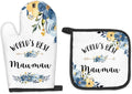 Mawmaw Gifts Oven Mitts and Pot Holders Sets, Gifts for Mawmaw from Grandkids Kitchen Decor Accessories Sets, World’s Best Mawmaw Heat Resistant Oven Glove Potholders for Kitchen Cooking