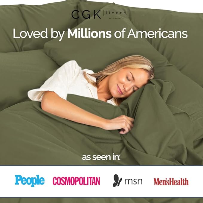 400 Thread Count Cotton Sheet Set - King Size 100% Cotton Sheets - Easily Fits 8" to 16" Mattress - Silky-Soft, Wrinkle Free, Breathable & Comfy - Deep Pockets & Hotel Quality Bedding Set - Sage Green