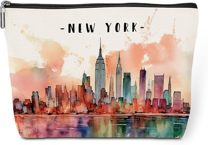 New York Lovers Gift Makeup Bag Cosmetic Bag, New York Travel Gifts Girls Trip Gifts Favors, New York Souvenir Merch Friendship Gifts for Women NY Lovers Traveller Bestie Coworkers Birthday Christmas