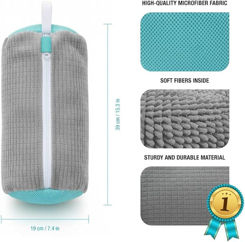 4 pieces Shoe Washing Machine Bag, 3 Shoe Cleaning Bag with Shoe Cleaning Brush, microfiber fabric Shoe Bag for Washing Machine, gray Shoe Washing Bag, Shoe Laundry Bag, Shoe Cleaner Bag