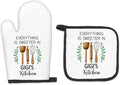 Gigi Gifts Oven Mitts and Pot Holders Sets, Gigis Gifts from Grandkids Kitchen Decor Accessories Sets, Sweeter in Gigi's Kitchen Heat Resistant Oven Glove Potholders for Kitchens Cooking Baking