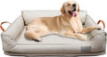 Removable Orthopedic Dog Beds for Large Dogs, Leather Memory Foam Dog Sofa Bed, Waterproof Durable Dogs Bed Couch with Non Skid Bottom for All Pet Sizes (Beige, Medium)