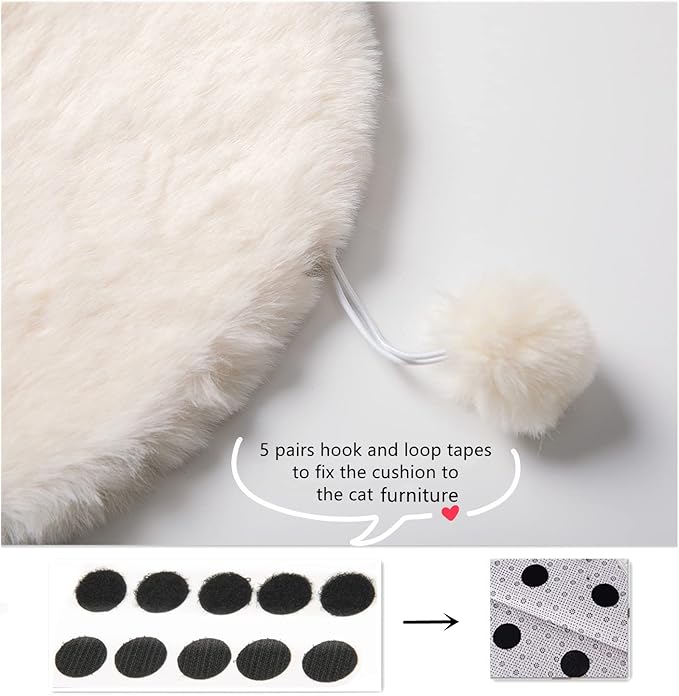SHENGOCASE Round 23.6" Faux Rabbit Fur Cat Dog Bed Cushion Pad Mat, Cat Tree Tower Replacement Cushion Pad for Window Perch Carrier House Cage Crate Kennel Furniture
