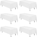 BRILLMAX 6 Pack White Tablecloths 70 x 120 Inch for 6ft or 8ft Rectangle Tables - Rectangular Bulk Linen Polyester Fabric Washable Cloth Cover for Wedding Reception Banquet Birthday Party