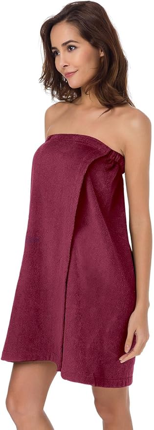 SIORO Women Bath Towel Wrap Robe, Soft Cotton Terry Spa Cloth, Plush Adjustable Closure for Shower, Travel, Pool, Gym