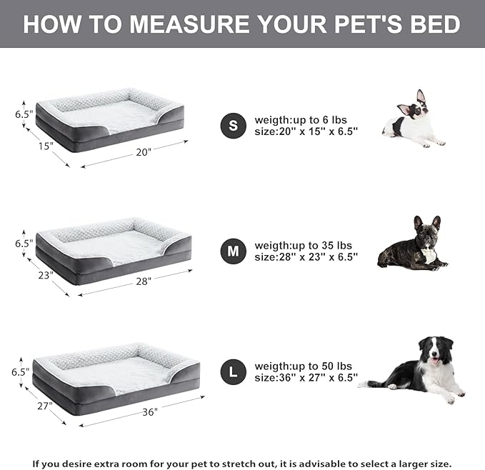 LEXTRO Orthopedic Dog Bed for Medium Dogs, Egg Crate Foam Bed for Medium Dogs, Equipped with Removable Waterproof Pillow Cover and Anti-Slip Bottom, Pet Bed
