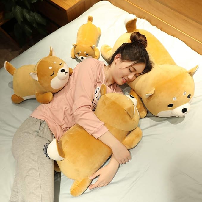 ERDAO Shiba Inu Plush Pillow,Soft Corgi Stuffed Animals Toy Cute Sleeping Puppy Doll Gifts for Kids (Round Eyes, 19.6 inch)