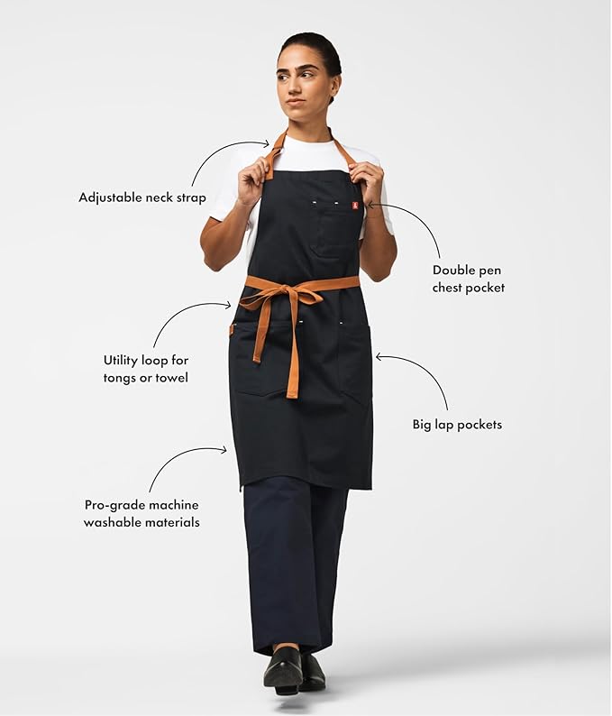hedley & bennett Essential Apron - Heavy-Duty Denim Kitchen Apron with Pockets & Towel Loop - Professional Chef Workwear for Cooking & Grilling - Oyster Gray
