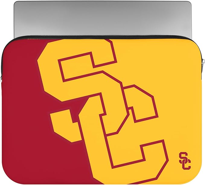 FOCO NCAA Official 15" Inch Colorblock Primary Logo Zipper Laptop Computer Sleeve Case Bag (USC Trojans)
