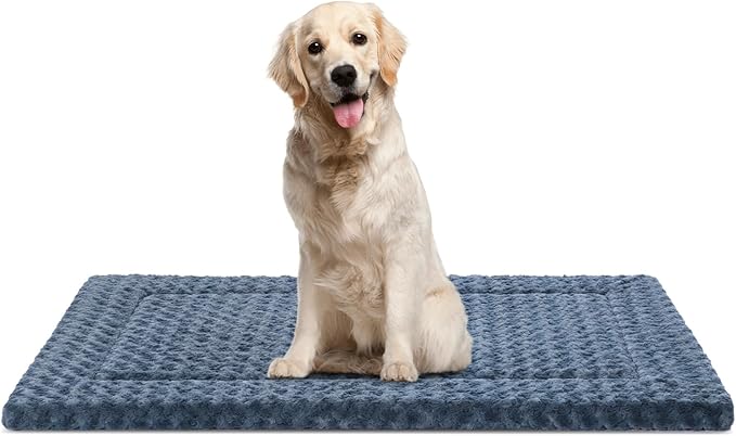 WagWonders Dog Bed Mat Washable Reversible Dog Crate Pad Soft Fluffy Pet Kennel Beds with Anti-Slip Bottom Dog Cat Sleeping Mattress for Extra Large Dogs, 47x29x1.5 Inch, Gray