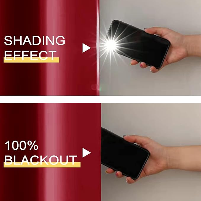 Rutterllow 100% Blackout Curtains, Full Shade 90 Inches Long Complete Blackout Drapes for Living Room, Thermal Insulated Bedroom Window Treatment Drapes (2 Panels, Red, 52 x 90 inch)