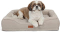 hush bone 28 Inch Orthopedic Dog Couch Bed for Medium Dogs Up to 30 lbs,Cooling Gel Memory Foam + Egg Crate Foam,Waterproof Removable Washable Cover,4-Sided Bolster,Non-Slip Bottom,Beige