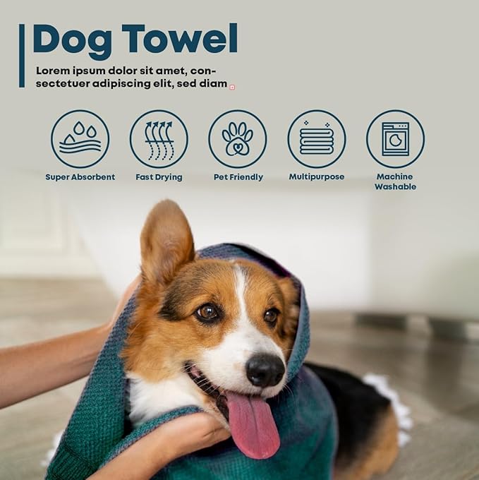 Extra Large Dog Towel Soft Absorbent Bath Pet Towels for Drying Dogs, Elastic Terry Microfiber Soft Towel, Machine Washable, Quick Dry, Multipurpose (L, XL, 2XL) (Blue, L)