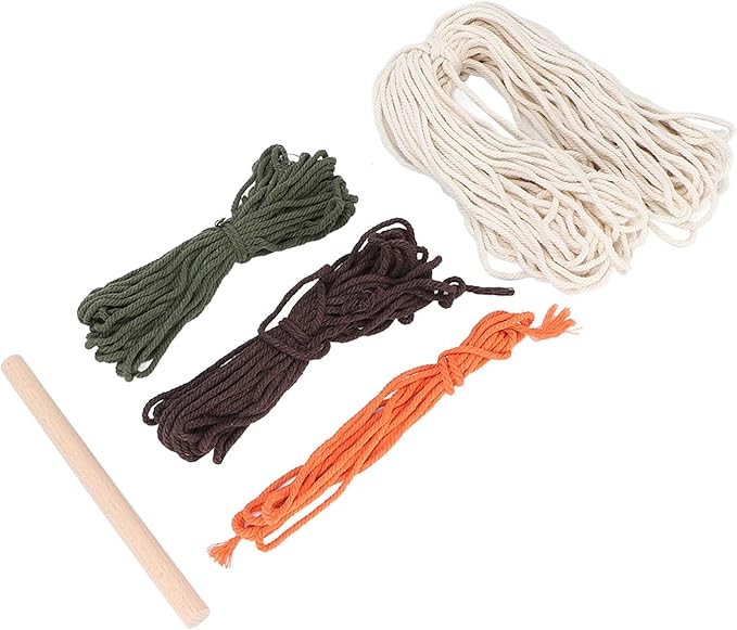 Macrame Kit Pattern, DIY Weaving Material Set for Adults, Peaceful Relaxing Craft Kit with Cotton Threads, Wooden Stick and User Manual, Bohemian Style Home Decor for Women